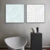 Modern, light luxury and minimalist Nordic decorative paintings with blue, white and yellow lines, bedroom and living room wall paintings, hotel murals and entrance paintings undefined